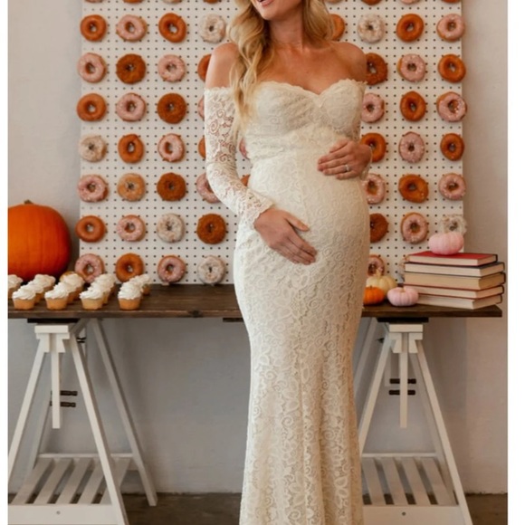 Pinkblush Dresses & Skirts - PinkBlush Off Shoulder Maternity Maxi Dress